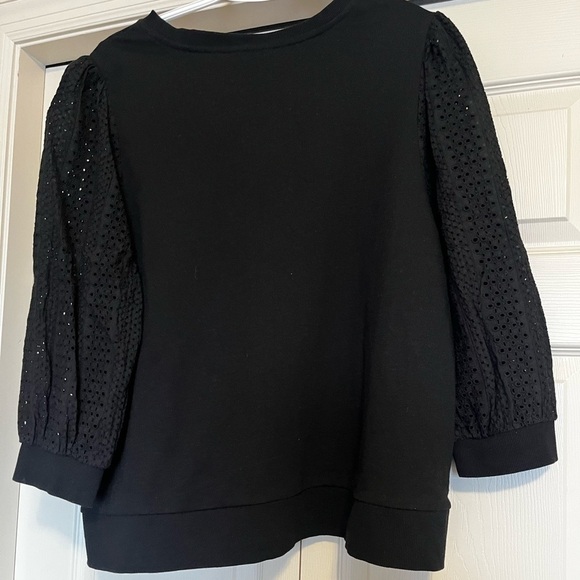 Black Floral Eyelet Pattern Sweater - Picture 2 of 4